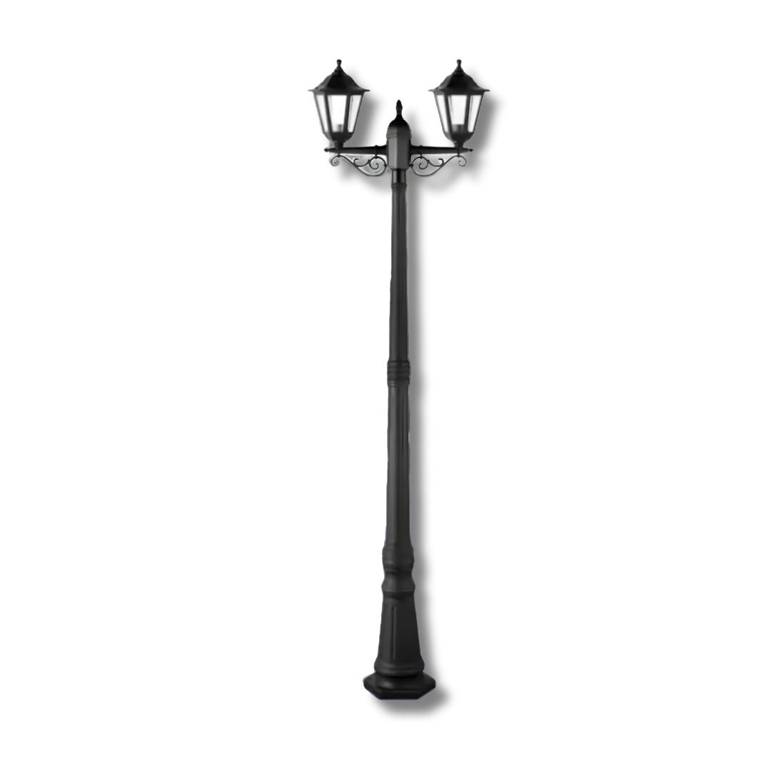 FAROLA 2.18M CON DOS BRAZOS CON LUMINARIA COMPLETO